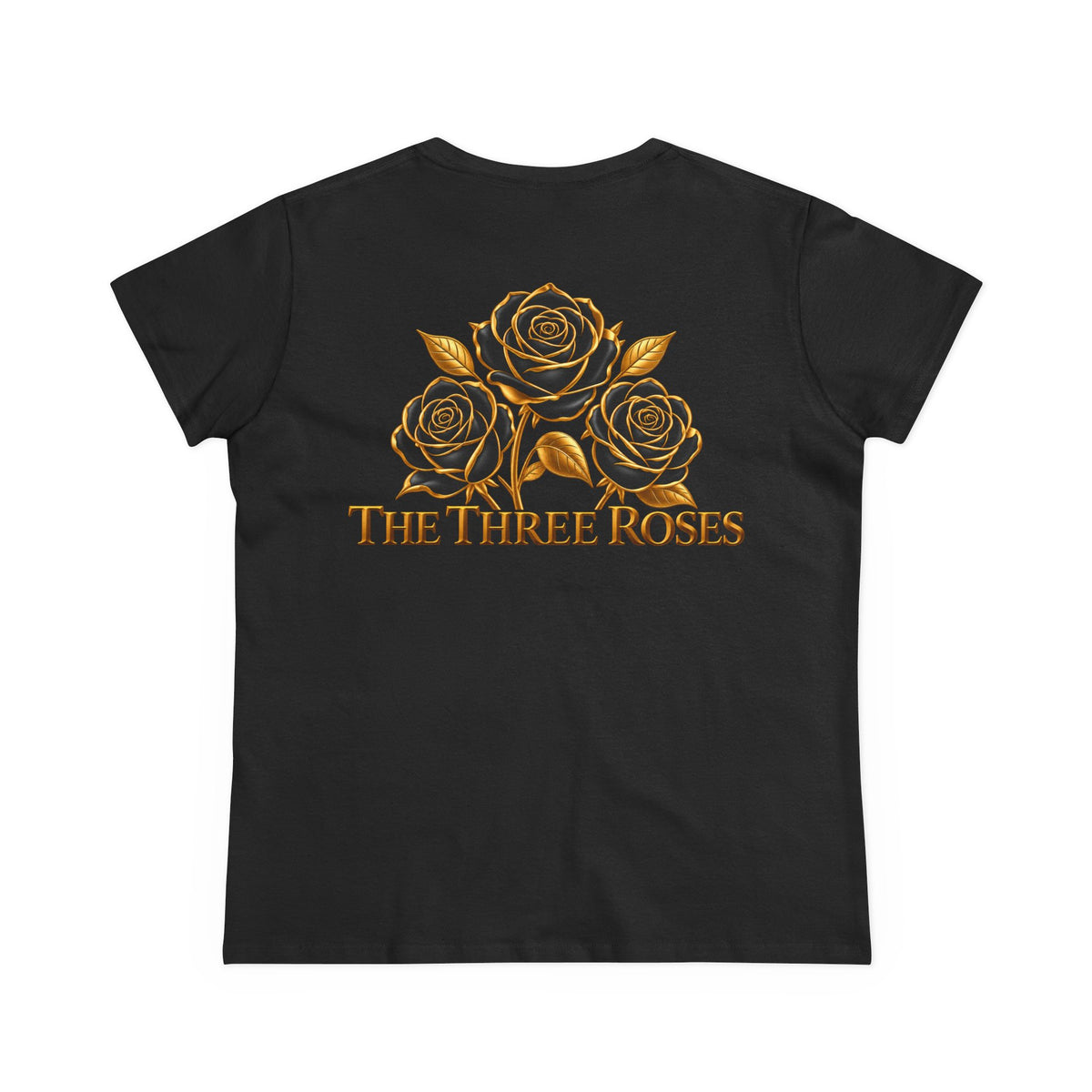 The Three Roses Tee: Womens Black & Gold Rose Graphic T-Shirt