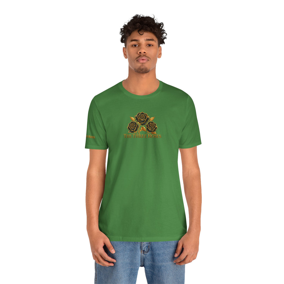 The Three Roses: Unisex Gold Black Rose T-Shirt Graphic Logo