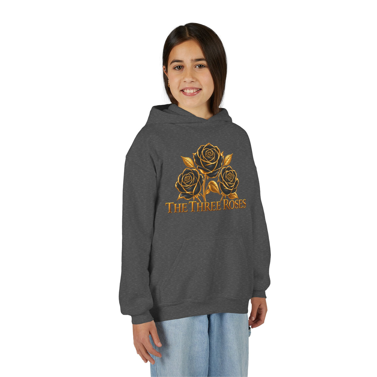 The Three Roses: Unisex Youth Gold Logo Hoodie