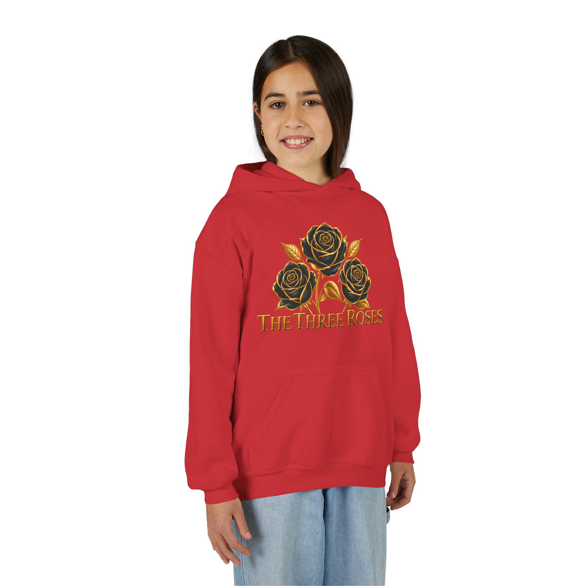 The Three Roses: Unisex Youth Gold Logo Hoodie