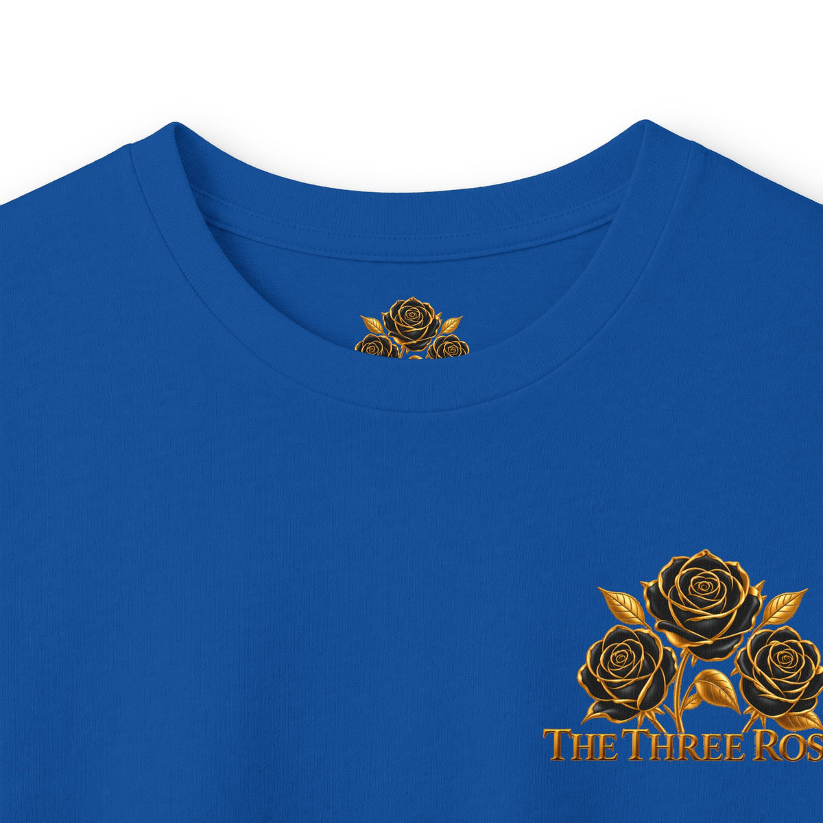 Long Sleeve Tee — Golden Black Rose Chest & Back Design