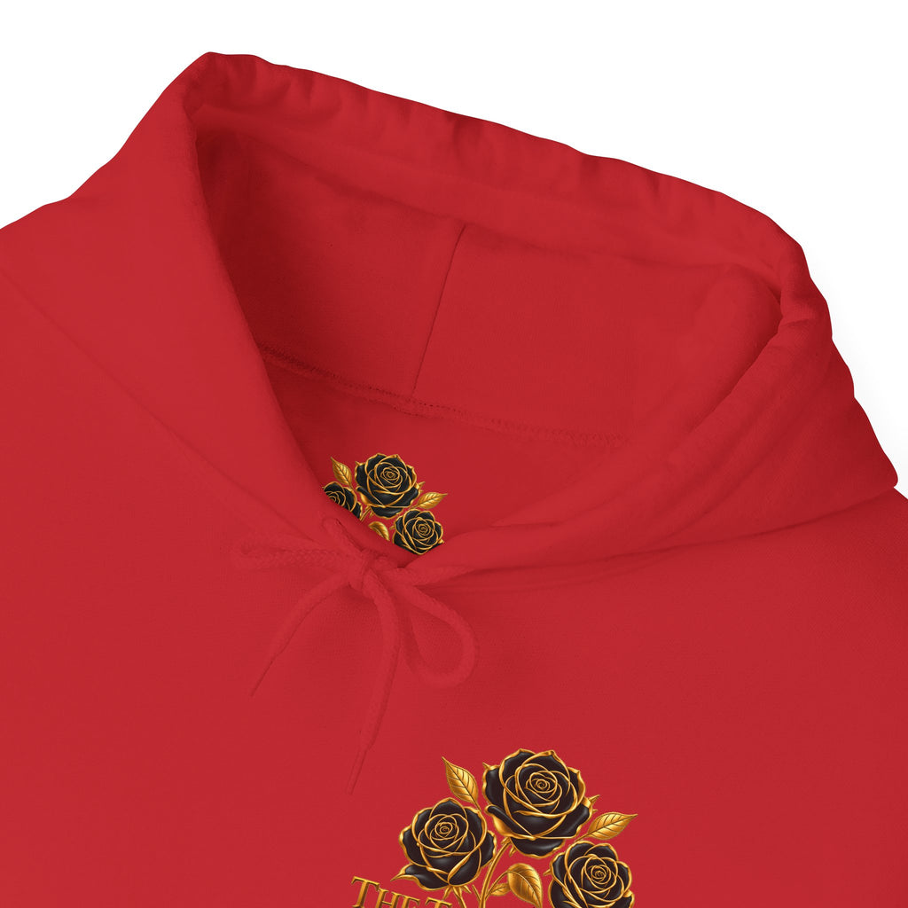 The Three Roses Hoodie: Unisex Gold Rose Graphic Hooded Sweatshirt