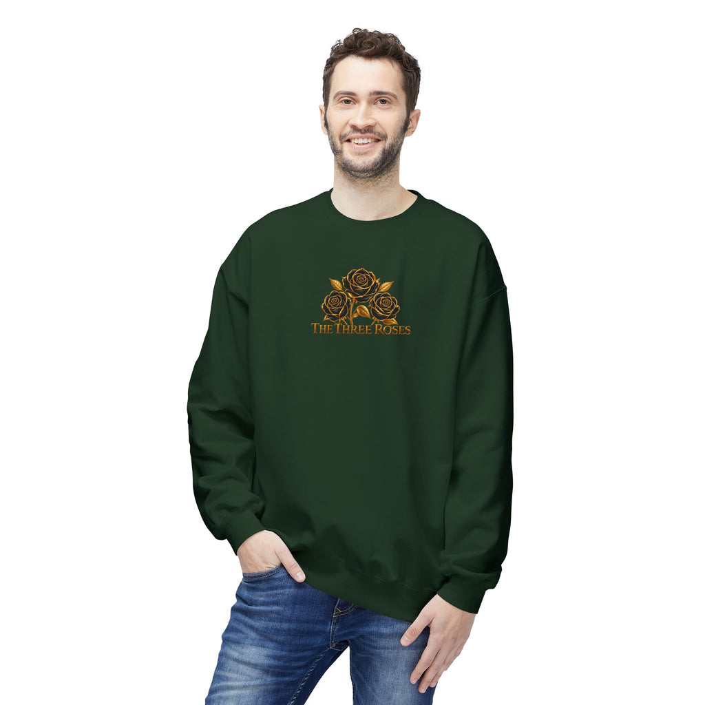 The Three Roses: Unisex Crewneck Gold Rose Sweatshirt Graphic Logo