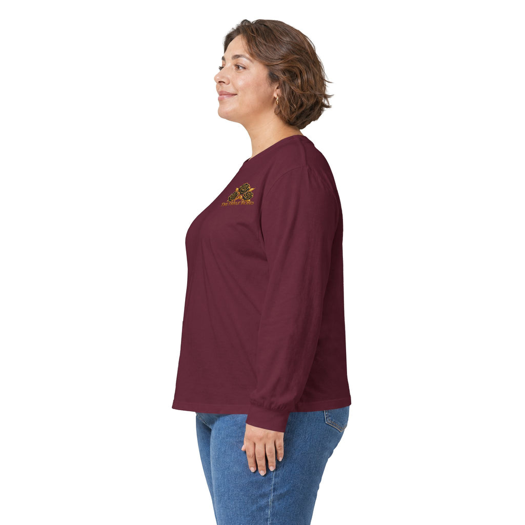 Long Sleeve Tee — Golden Black Rose Chest & Back Design