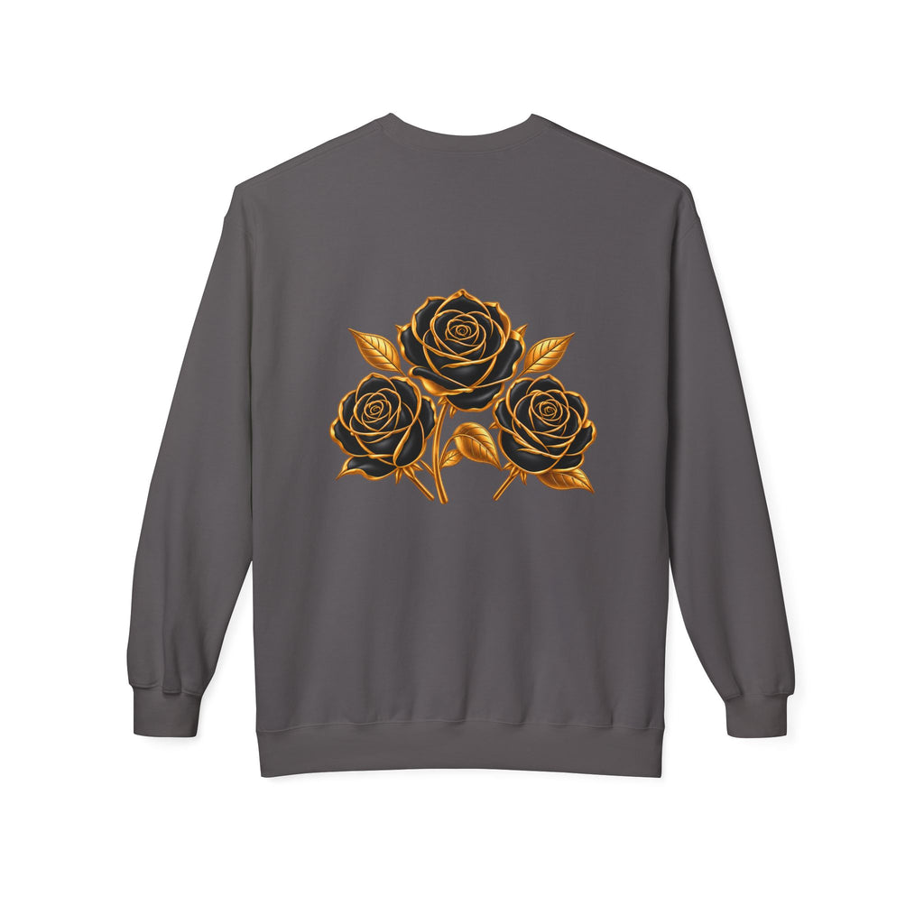 The Three Roses: Unisex Crewneck Gold Rose Sweatshirt Graphic Logo