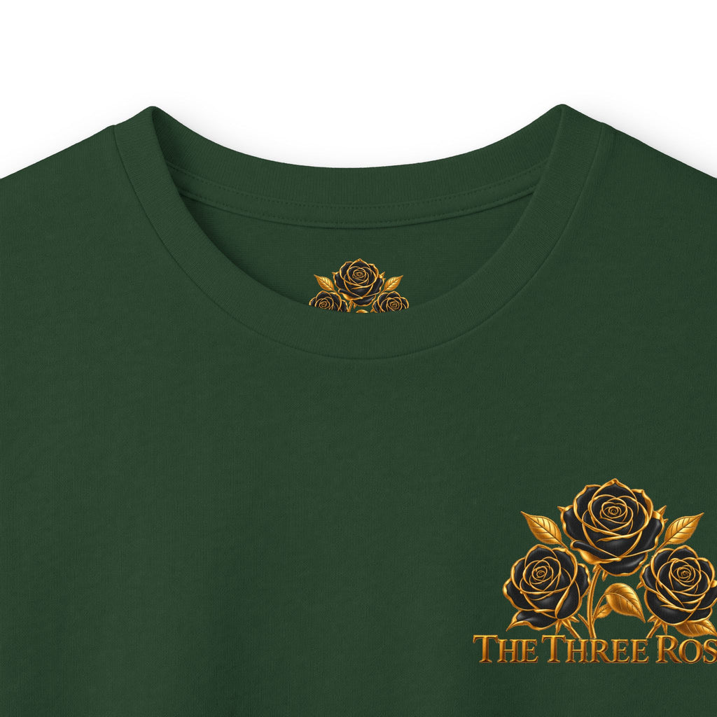 Long Sleeve Tee — Golden Black Rose Chest & Back Design