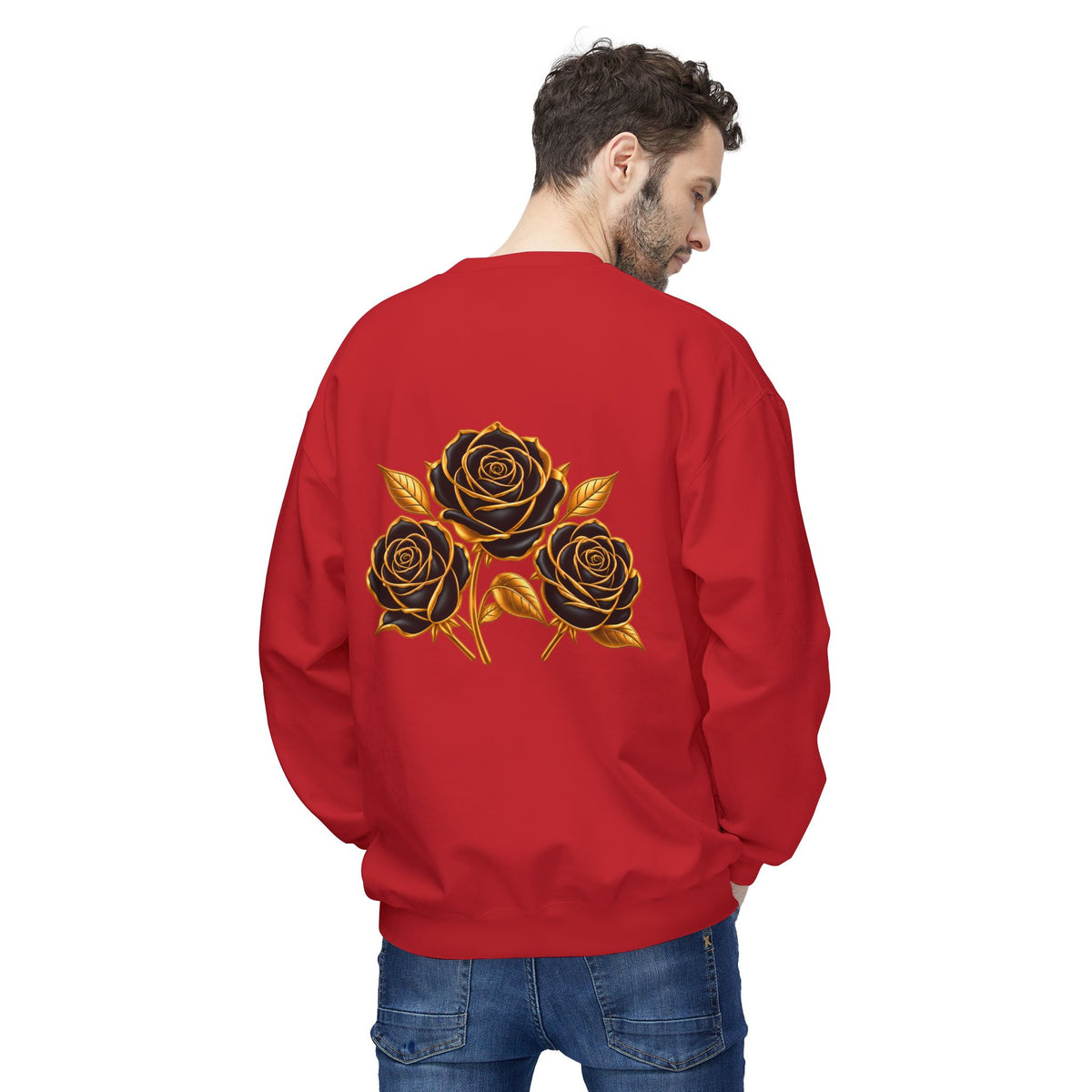 The Three Roses: Unisex Crewneck Gold Rose Sweatshirt Graphic Logo