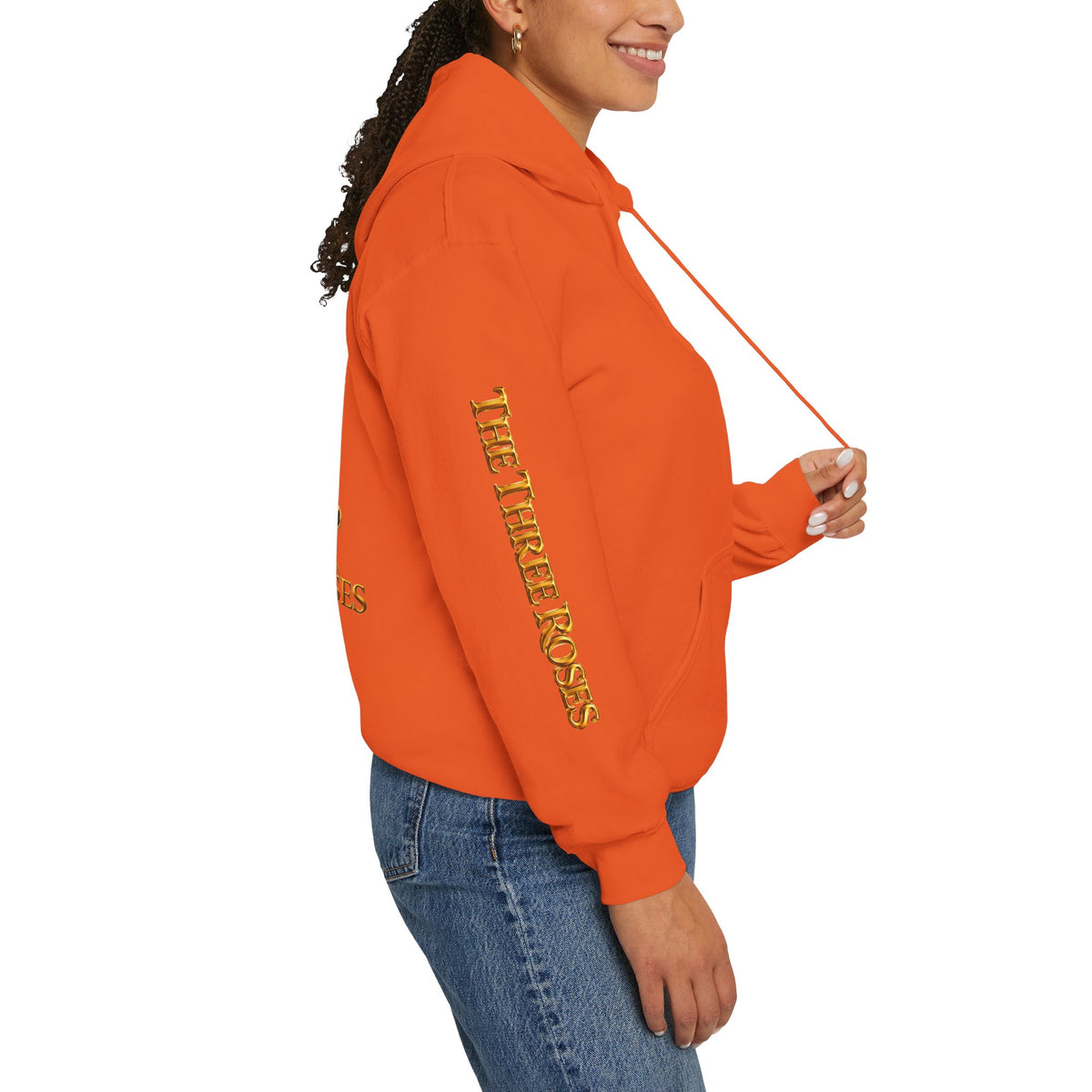 The Three Roses Hoodie: Unisex Gold Rose Graphic Hooded Sweatshirt