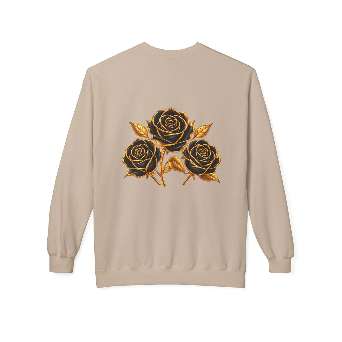 The Three Roses: Unisex Crewneck Gold Rose Sweatshirt Graphic Logo