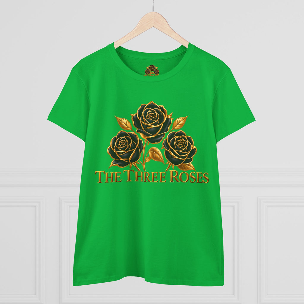 The Three Roses Tee: Womens Black & Gold Rose Graphic T-Shirt