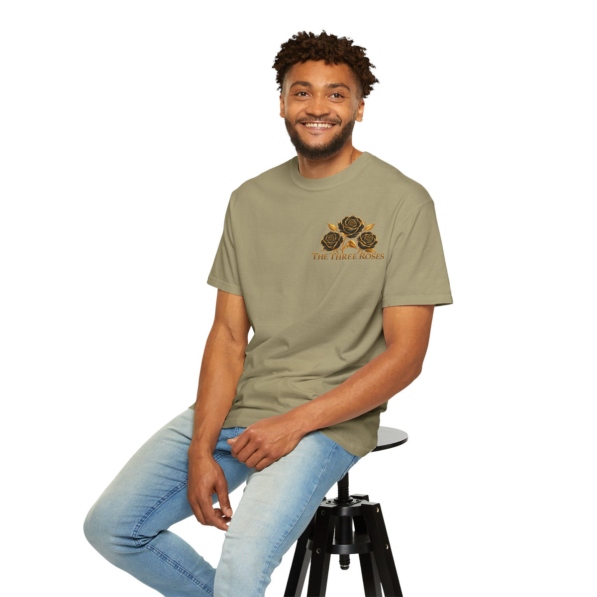 The Three Roses Graphic: Unisex T-Shirt  Gold & Black Floral Tee