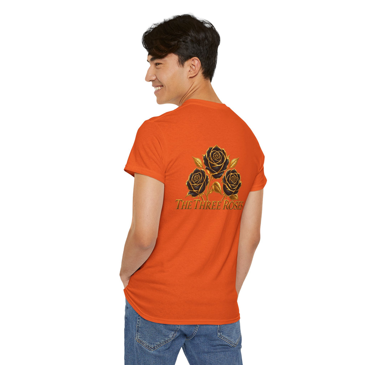 The Three Roses Tee — Mens Gold Floral Graphic T-Shirt