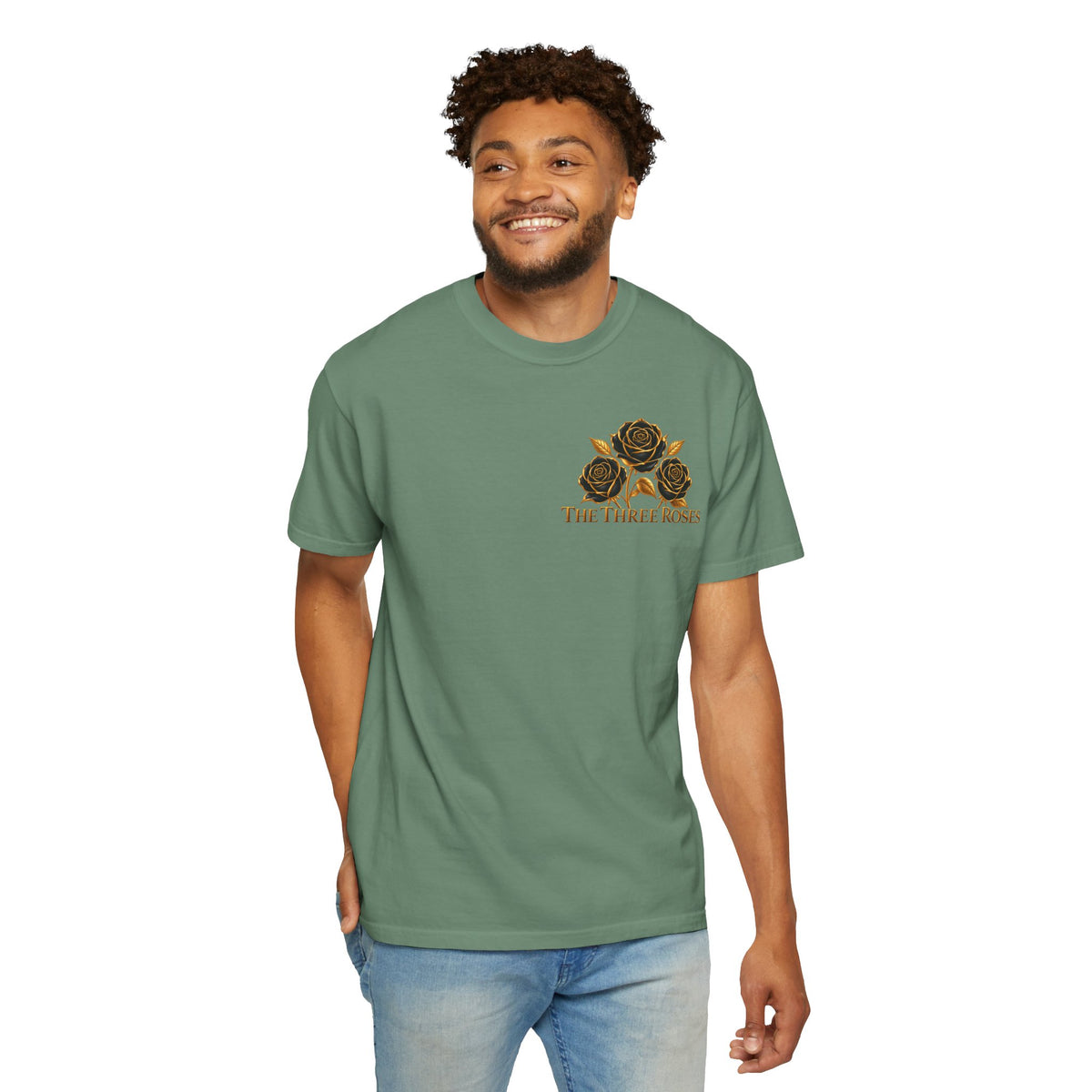 The Three Roses Graphic: Unisex T-Shirt  Gold & Black Floral Tee