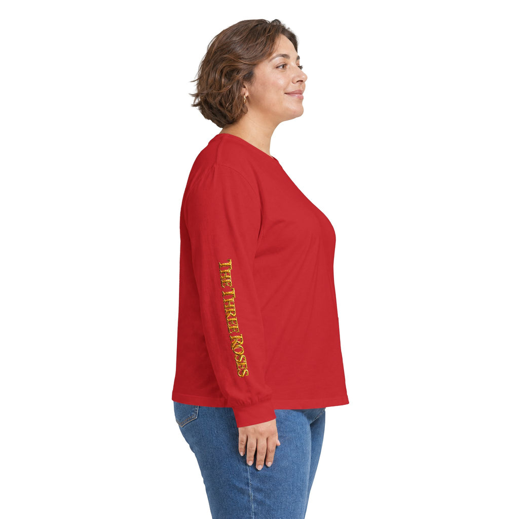 Long Sleeve Tee — Golden Black Rose Chest & Back Design