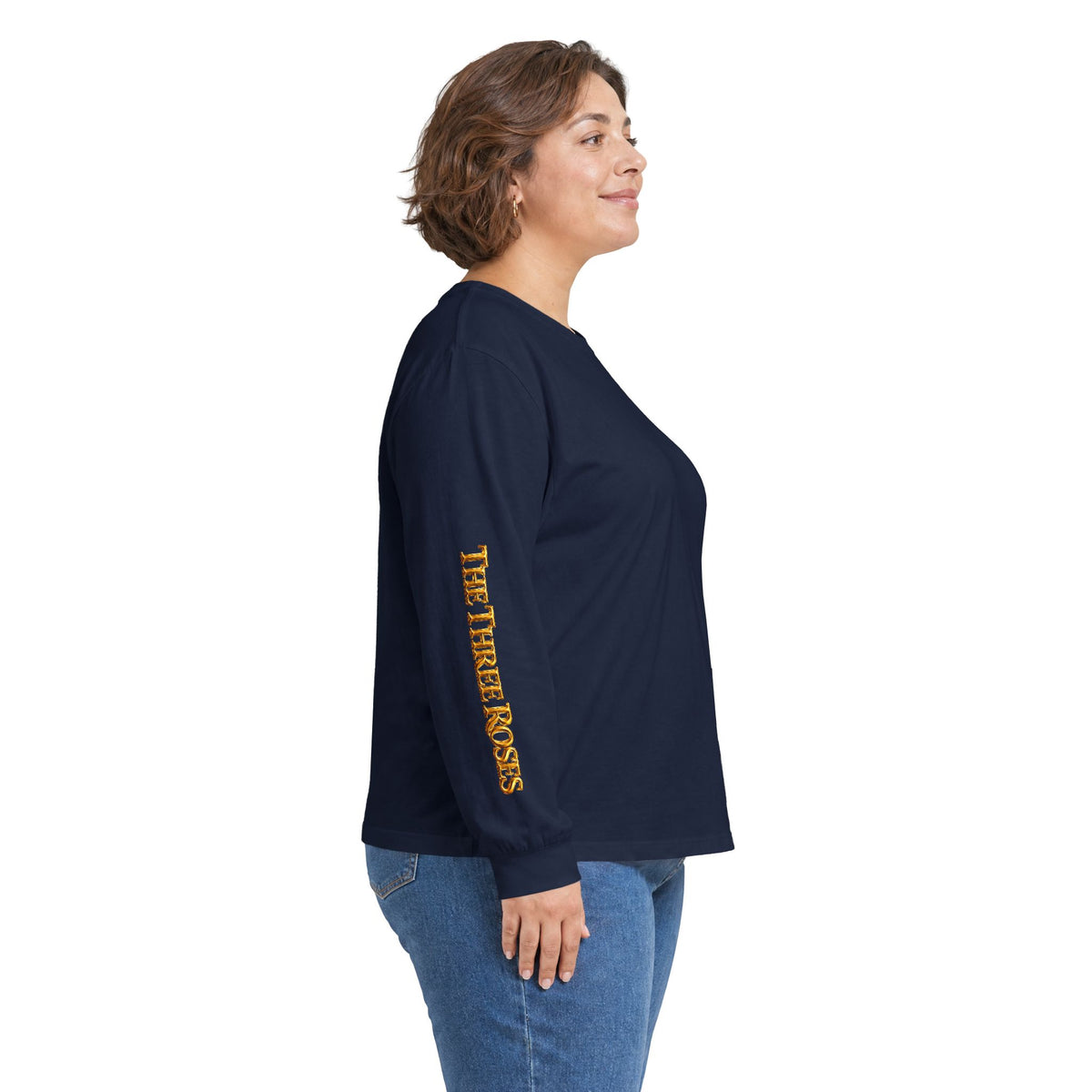 Long Sleeve Tee — Golden Black Rose Chest & Back Design